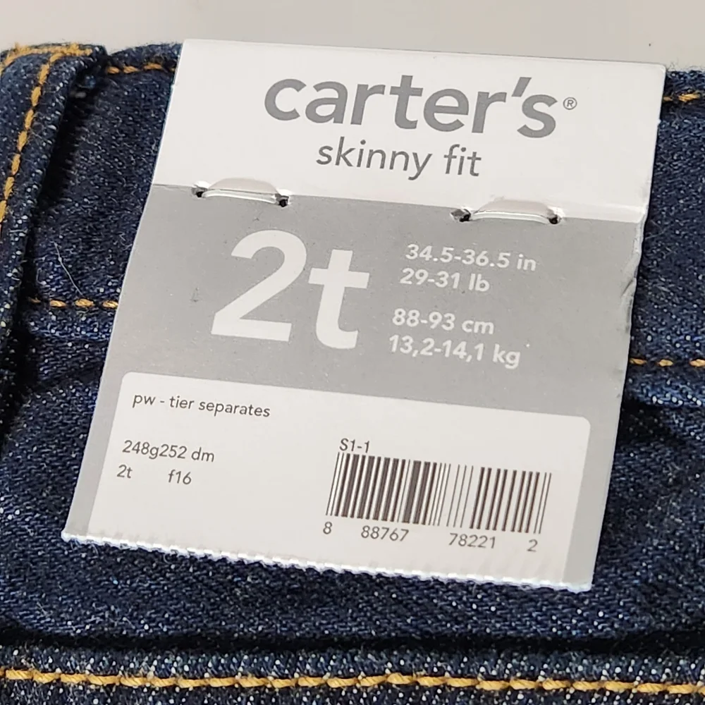 Carter's NWT Blue Skinny Fit Adjustable Waist Jeans Size 2T